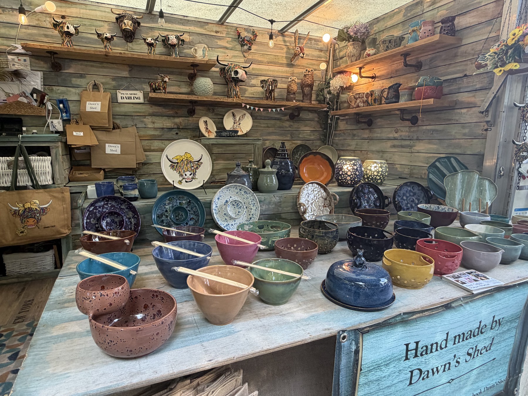 Handmade ceramic bowls and mugs at Christchurch Park Market