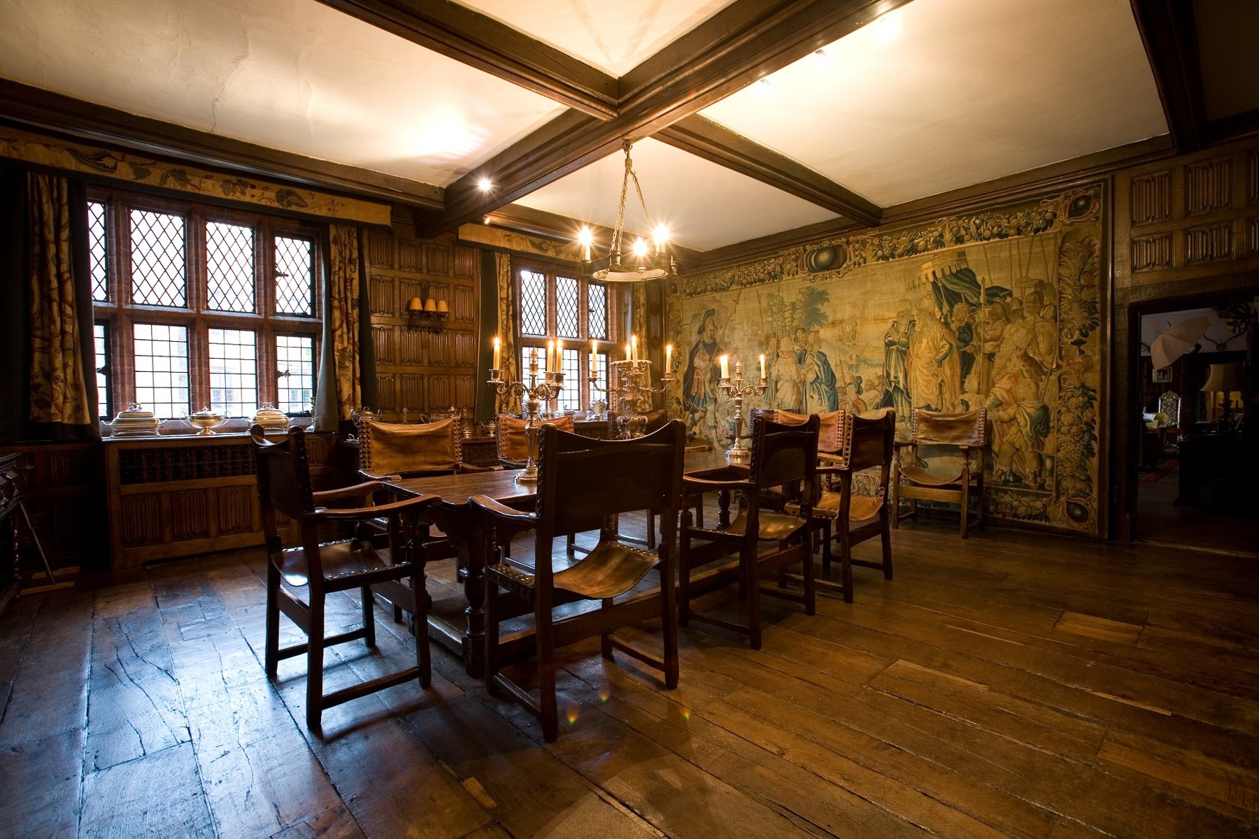The historic dining room and tapestry inside Ingatestone Hall
